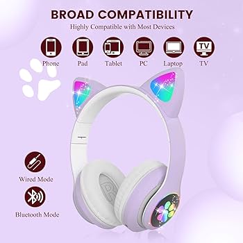 LED Wireless Headphone with Mic Control