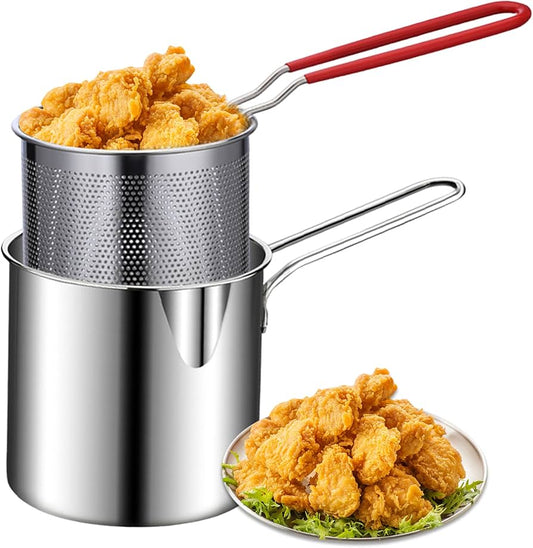 Kitchen Deep Frying Pot (Stainless Steel)